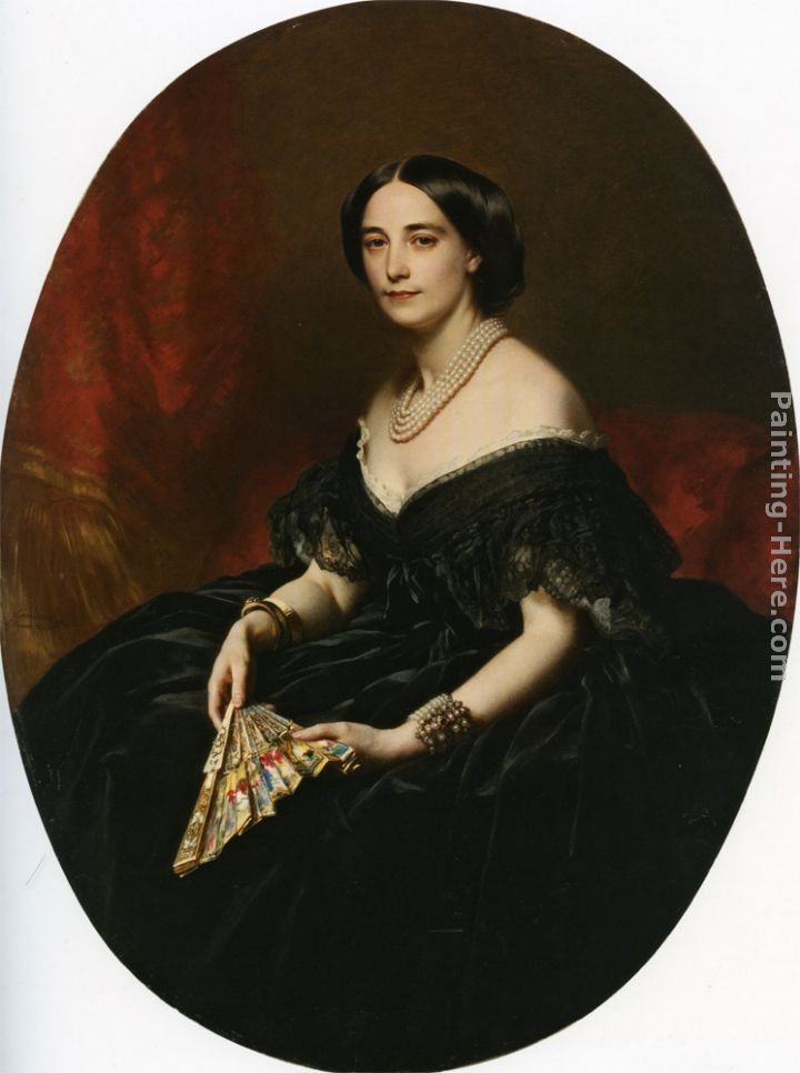 Franz Xavier Winterhalter Portrait of a lady with a fan